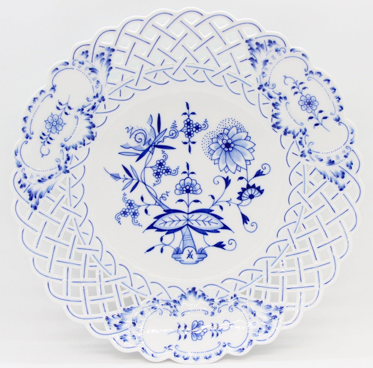 Meissen(マイセン) ブルーオニオン 透かし飾り皿 メッシュ プレート 29cm 800101/54804 - 安心保証・業界最安値の販売 福助